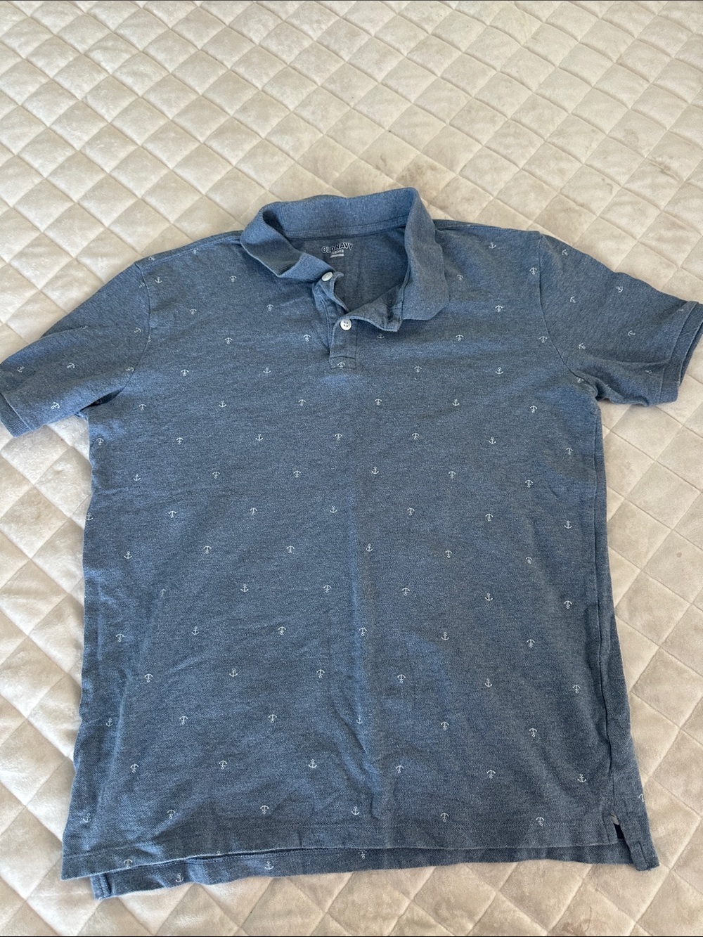 Old Navy Blue Polo with Tiny Anchor Print